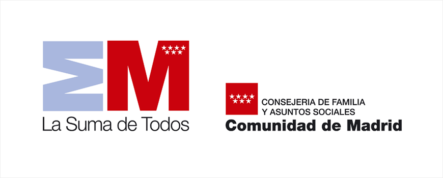 Logo de la Comunidad de Madrid, la suma de todos, consejería de familia